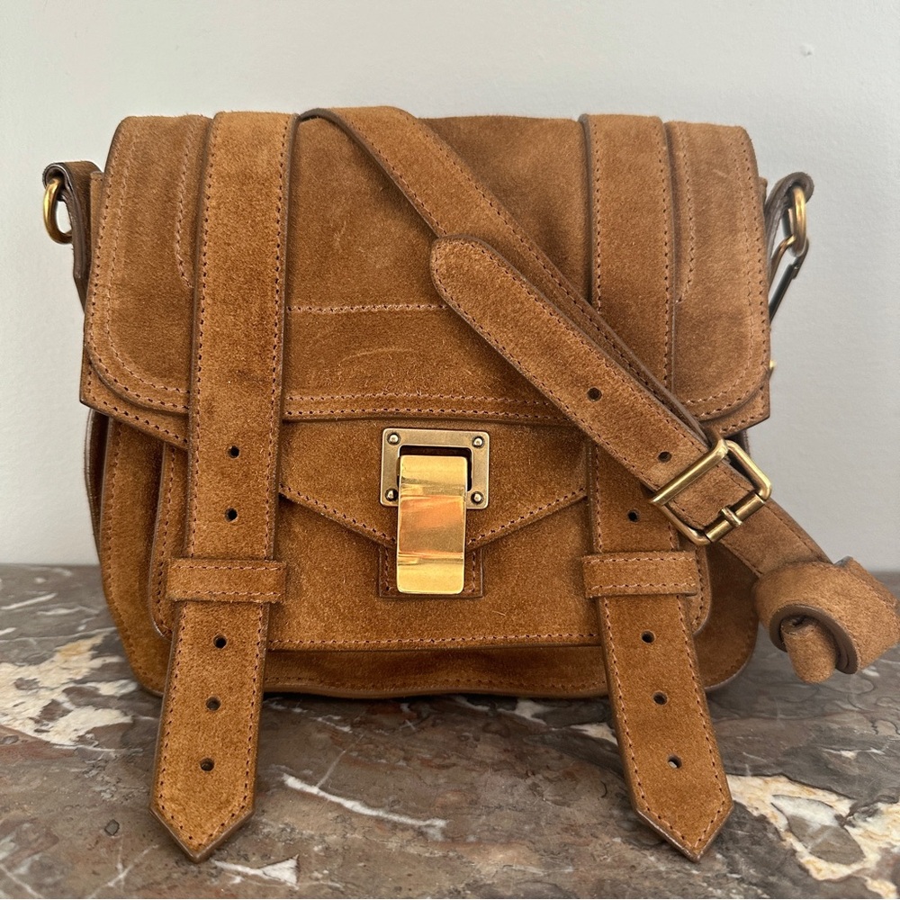 Proenza Schouler Mini Suede PS1 Crossbody Bag in Caramel - Picture 3 of 16